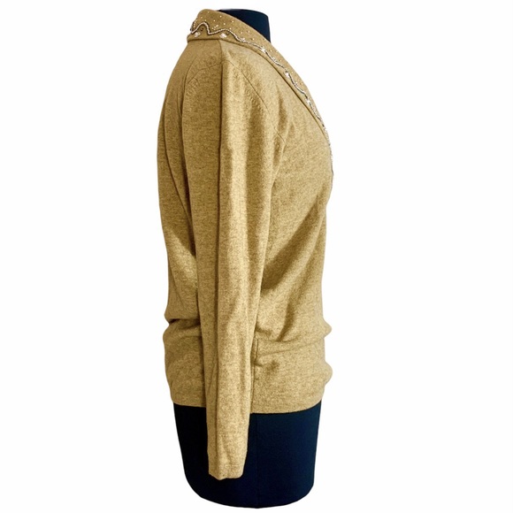 Vintage Blumarine Wool Cashmere Sweater Beaded Pearl Shawl Collar 90s Y2K 40 4 S - Picture 3 of 14